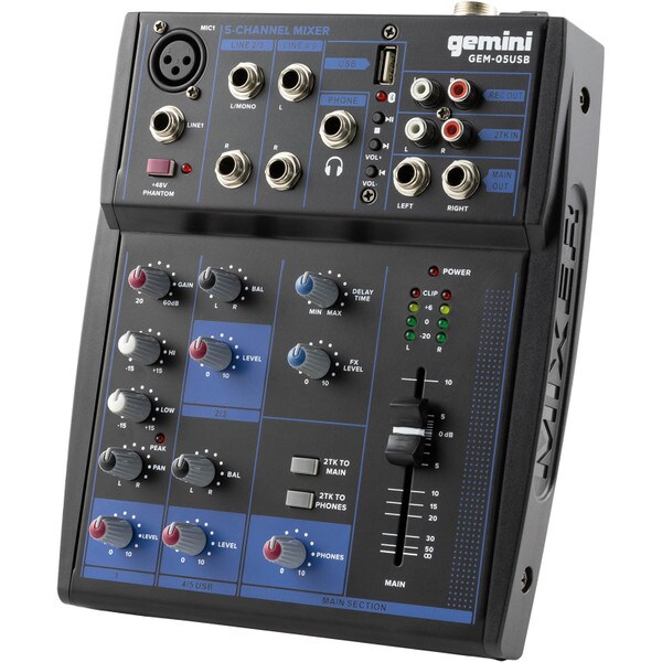 Main product image for Gemini GEM-05USB Compact 5 Channel Bluetooth Mixer235-156